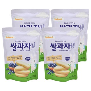 ibobomi 嬰兒米餅 - 藍莓味, 6個月以上適用, 韓國產原料, 高溫蒸熟非油炸, 30g, 4包