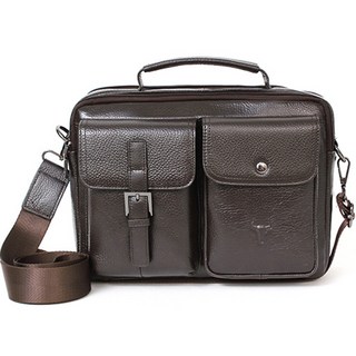 BLUEMOUNT 男士皮革斜背包 8130, 棕色