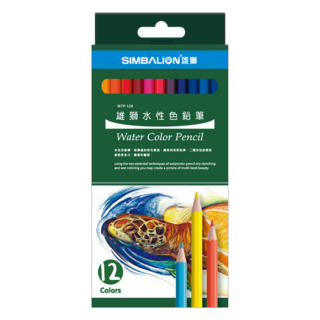 SIMBALION 雄獅 水性色鉛筆 WTP-12A, 1盒, 12色
