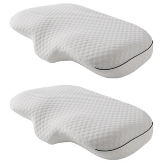 HONDONI 人體工學4D蝶型記憶護頸止鼾枕, 頭頸釋壓 舒適透氣 動態貼合, 60 x 36cm, 美型白, 2個