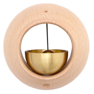 日式高雅原木質門鈴，實木打造 優質黃銅 清脆音色, 1個