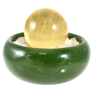 advance jewel 寶峻晶石館 黃冰洲球聚寶盆, 晶石材質, 冰洲球 + 釉彩盆, 冰洲球(3~3.5cm) + 釉彩盆(6.2 x 3cm)