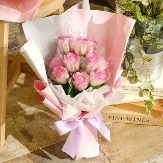 ASPASIA Camilla 10朵玫瑰香皂花零用錢花束 + 獎狀卡片, 粉紅色