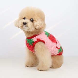 그루밍독 반려동물 시골집 조끼, 딸기 PINK, 1개