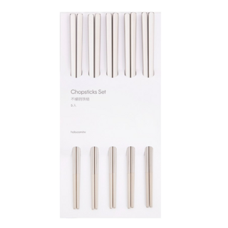 HOLA 和樂家居 316不鏽鋼筷 5件組, 23 x 12 x 0.7cm, 霧銀, 1組