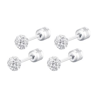 耀眼美人 醫療鋼不銹鋼耳環，滿鑽聚光球，前後鋯石鑲鑽, 閃耀滿鑽聚光球鋯石鑽