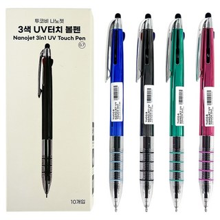 나노젯 3색 UV터치 볼펜 0.7mm, 랜덤 발송, 10개