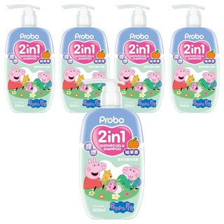 Probo 博寶兒 佩佩豬 植萃洗髮沐浴露 柚果香氛, 500ml, 5瓶