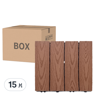 二代塑木地板 Set 15片, 塑木+PE地墊, 壓花紅木, 30x30cm