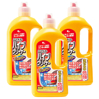 Mitsuei 水管疏通專用洗劑，適用於浴室、廚房、廁所管道，除菌消臭二合一，徹底溶解黏稠污垢，定期使用保養預防堵塞, 1L, 3瓶