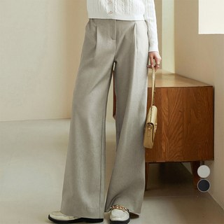 afinar 女性冬季單褶寬版西裝褲