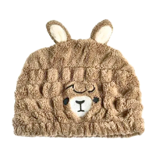 領航家 超細纖維浴帽 頭圍44~80cm, 草泥馬 棕色, 1個