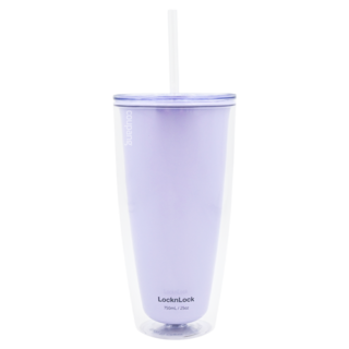 LocknLock 樂扣樂扣 簡約雙層輕量大容量吸管杯, 750ml, 1個, 紫色