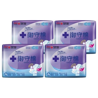 康乃馨 御守棉衛生棉 護翼型, 夜用加長型(33cm), 12片, 4包