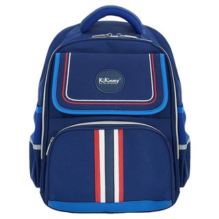 KiKimmy 多功能減壓護脊兒童輕量書包 英倫深藍 透氣背墊 防水材質 多層收納, 36 x 30 x 12cm