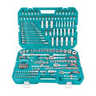 TOTAL 道達爾 綜合手工具組套216件組 THKTHP22166, 棘輪扳手3個 + 六角插座37個 + 星形插座14個 + 深六角形插座18個 + 火花塞插座3個 + 1/4吋滑動T杆 + 延長杆5個 + 三通適配器3個 + 博士萬向節3個 + 1/4吋旋轉手柄 + 磁柄 + 鑽頭支架3個 + L位72個 + L位元插座30個 + 長位元插座2個 + 組合扳手12個 + 六角扳手組8個, 1組