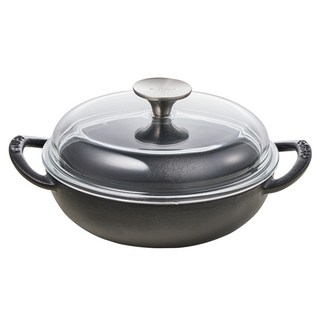 EJIRY 電磁爐用黑鐵迷你炒鍋高圓頂雙耳鍋, 霧面黑, 1個, 18cm