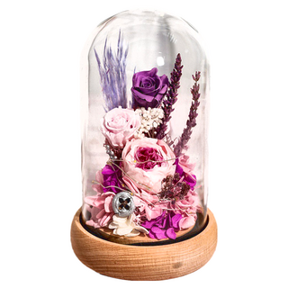 永生花燈 教師節/情人節禮物 附禮盒手提袋 直徑13高20cm, 紫色