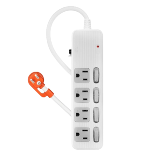 PowerSync 包爾星克 4開4插防雷擊抗搖擺延長線 3孔 TPS344AN9018, 1.8m, 白色, 1條