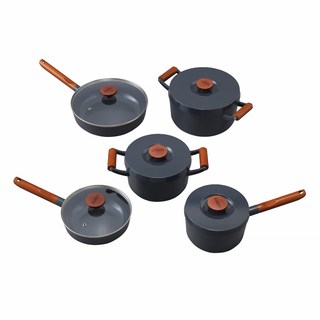 IRIS OHYAMA 愛麗思歐雅瑪 露歐頓IH不沾鍋具 10件組 LUO-SE10, 深灰色, 深煎鍋*2+玻璃鍋蓋*2+片手鍋*1+鍋蓋*1+無加水雙耳湯鍋*2+湯鍋鍋蓋*2, 1組