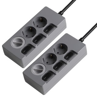 SWEET HOME 國產 獨立開關 省電延長線 3孔 + 安全蓋 套組, 3m, 灰黑色, 2套