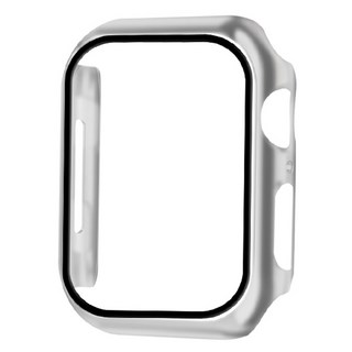 i-mall Apple Watch 9H鋼化玻璃全覆蓋邊框保護殼, 銀色, 1個