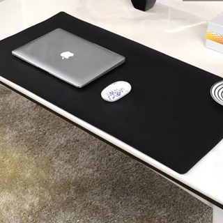 德利生活 高質感防潑水皮革辦公桌墊, 80 x 40cm, 黑色, 1個