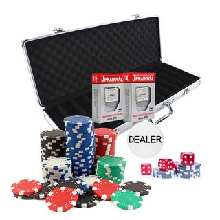 國際規格籌碼 12g 500入+鋁製收納盒+荷官鈕+骰子 5入+皇家撲克牌 2入, 隨機發貨