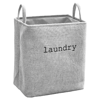 方形洗衣籃 加厚堅挺 方便提手 加大容量, 大, 灰亞麻