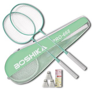 보시카 배드민턴 라켓 2p + 셔틀콕 3p + 가방 세트 MT, PRO-668(MT), 1세트