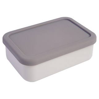 Homely Zakka 北歐風撞色長方型211餐盒 約18.5x12.5x6cm 340g, 北歐灰 + 米白色, 1個