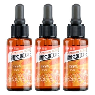 PBF 寶齡富錦 液態維生素D3+E滴劑, 30ml, 3瓶