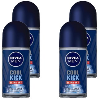 NIVEA 妮維雅 男士止汗爽身乳液 瞬間酷涼系列 激爽制汗 48小時 持久乾爽無異味, 50ml, 4瓶