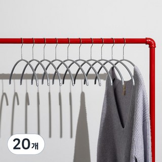 마와 논슬립 옷걸이 이코노믹 40P 라운드, 펄실버, 20개