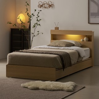 보니애가구 헤일리 LED 3단 수납침대 + 포켓스프링매트리스 스파인코어 세트 방문설치, 네추럴 오크