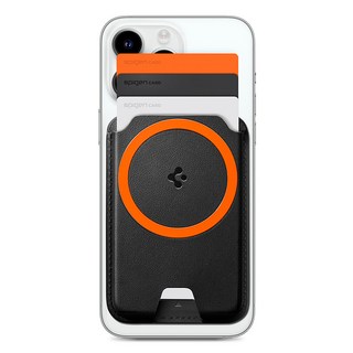 Spigen Dual Magsafe皮革卡3片收納手機錢包Valentinus Magsafe Plus AFA06866, 1個, 黑色(iPhone用_可收納3張卡)