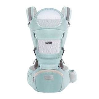 艾米購物 嬰兒背帶 冰星綠 腰凳式 純棉 透氣 舒適, 24 x 19 x 8 cm