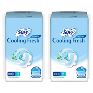 쏘피 쿨링 프레쉬 생리대 날개형, 대형, 28개입, 2개