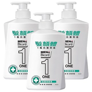 MEN's Biore ONE 髮顏體全效潔淨露 抗菌青春香, 480ml, 3瓶
