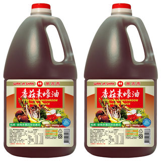 萬家香 香菇素蠔油 以黃豆和小麥釀造 搭配埔里香菇 歐盟進口澱粉與酵母粉 葷素皆宜調味醬 不添加人工調味劑 非基因改造黃豆, 4.4kg, 2瓶