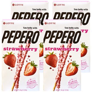 LOTTE 樂天 PEPERO草莓脆粒餅乾棒, 32g, 4盒
