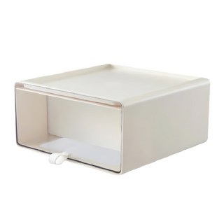 抽屜式收納展示盒, PS+PET材質, 奶油白