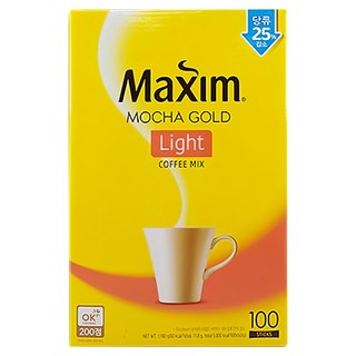 Maxim 麥心 摩卡減糖經典三合一咖啡, 11.8g x 100條, 減糖25%, 1盒