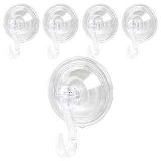 吸盤掛勾 素面款 Set 5個 防水防潮 浴室可用 真空吸附, 全透明, 1組