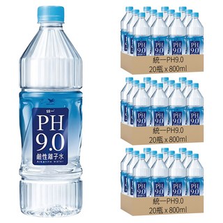 統一PH9.0 鹼性離子水, 800ml, 60瓶