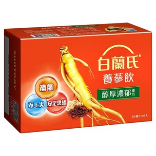 白蘭氏 養蔘飲, 三效合一, 含人蔘、五味子和麥門冬, 零脂肪、零膽固醇，無防腐劑添加, 60ml, 6瓶, 1盒