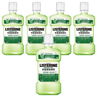 LISTERINE 李施德霖 天然綠茶防蛀護齦漱口水, 含氟化物 強化牙齒 750ml, 5瓶