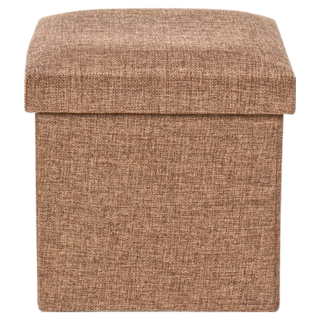 棉麻多功能收納凳 30x30cm 棉麻布+密集板, 咖色, 1個
