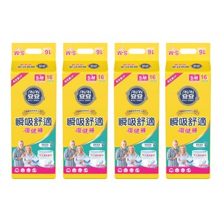 安安 瞬吸舒適復健褲 成人紙尿褲, S~M, 16片, 4包