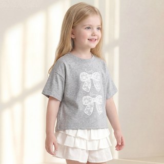 hejmini 雙層蕾絲蝴蝶結短袖T恤